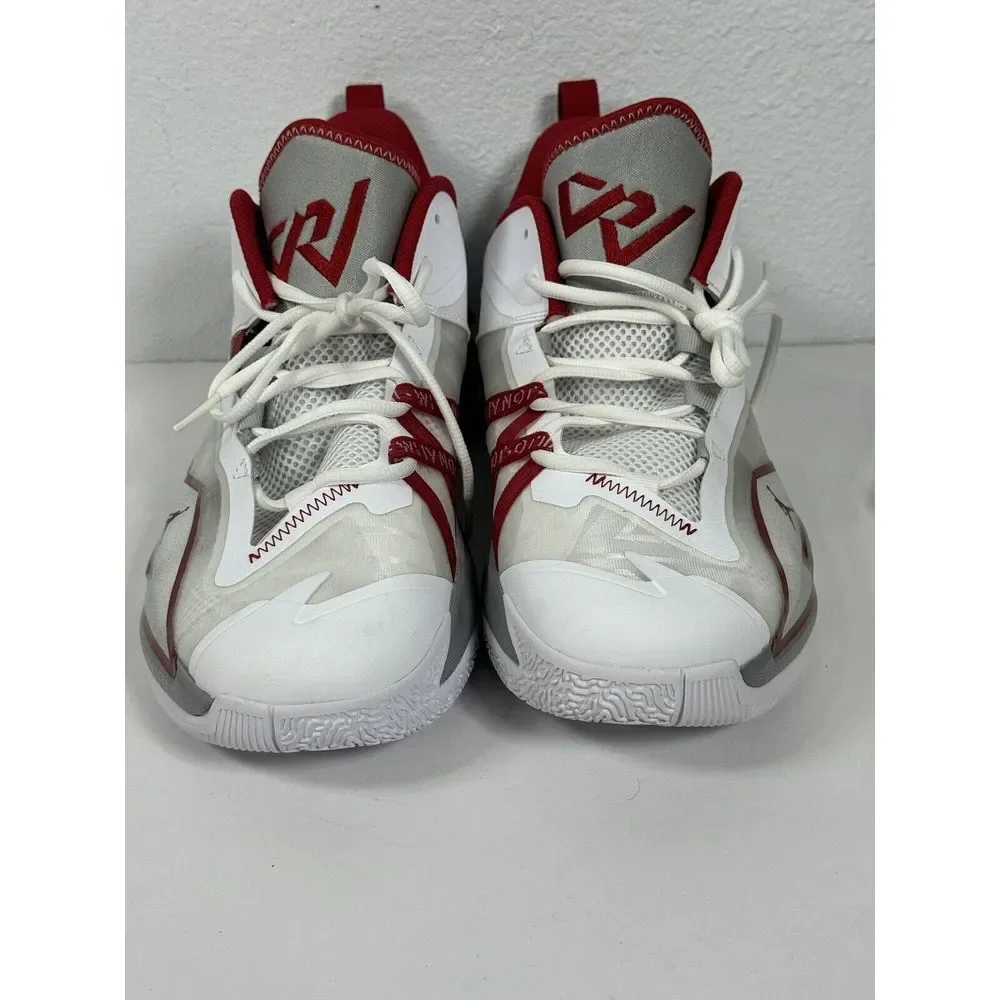 AIR JORDAN MEN SHOES, ONE TAKE 3, COLOR WHITE/GYM RED-LT SMOKE GREY, SIZE 12‎
